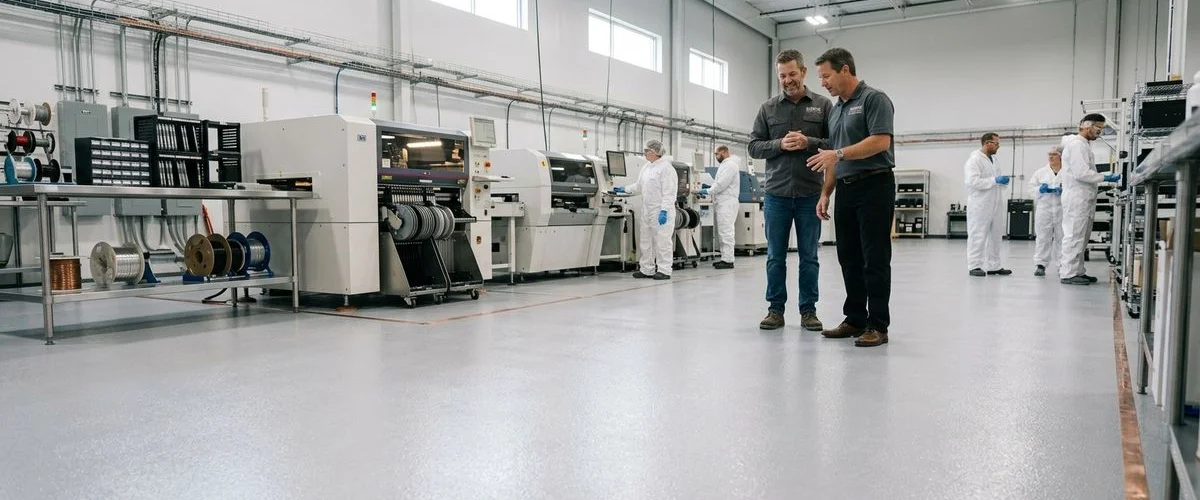 ESD conductive flooring installation in Michigan electronics facility